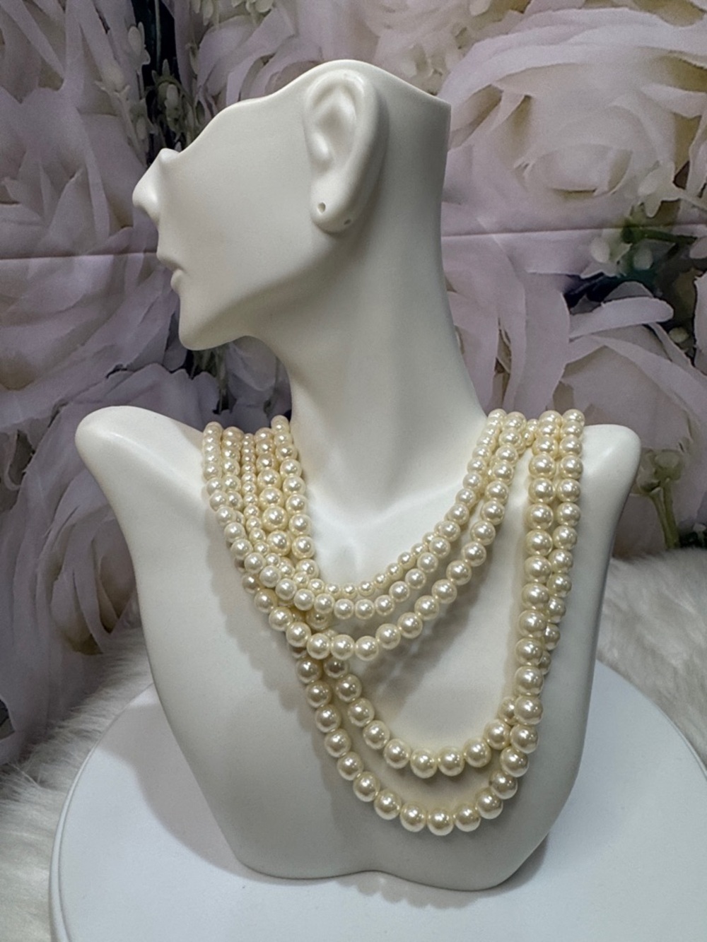 Classic Multi-Strand Ivory Faux Pearl Necklace